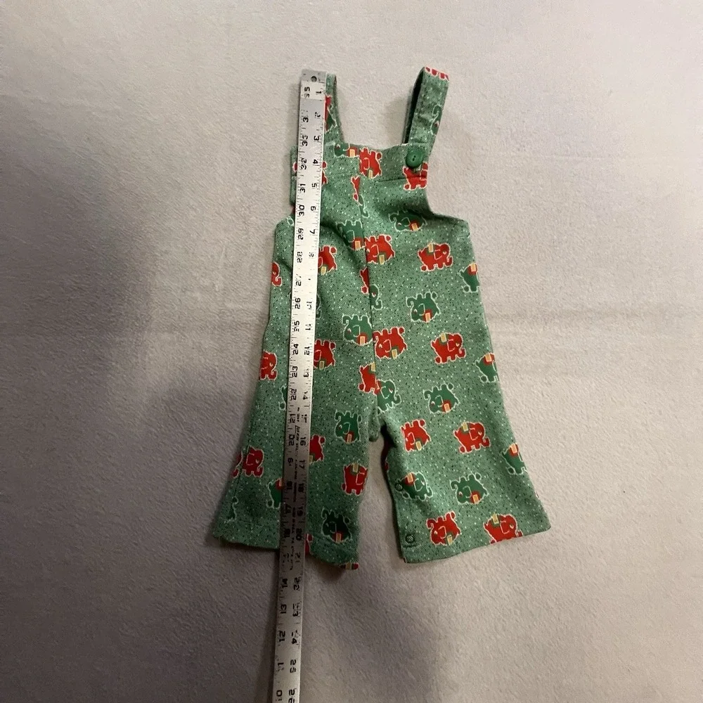 Carter's Vintage Baby Overalls 12 Months 19-22 Pounds Green Red Elephants AOP